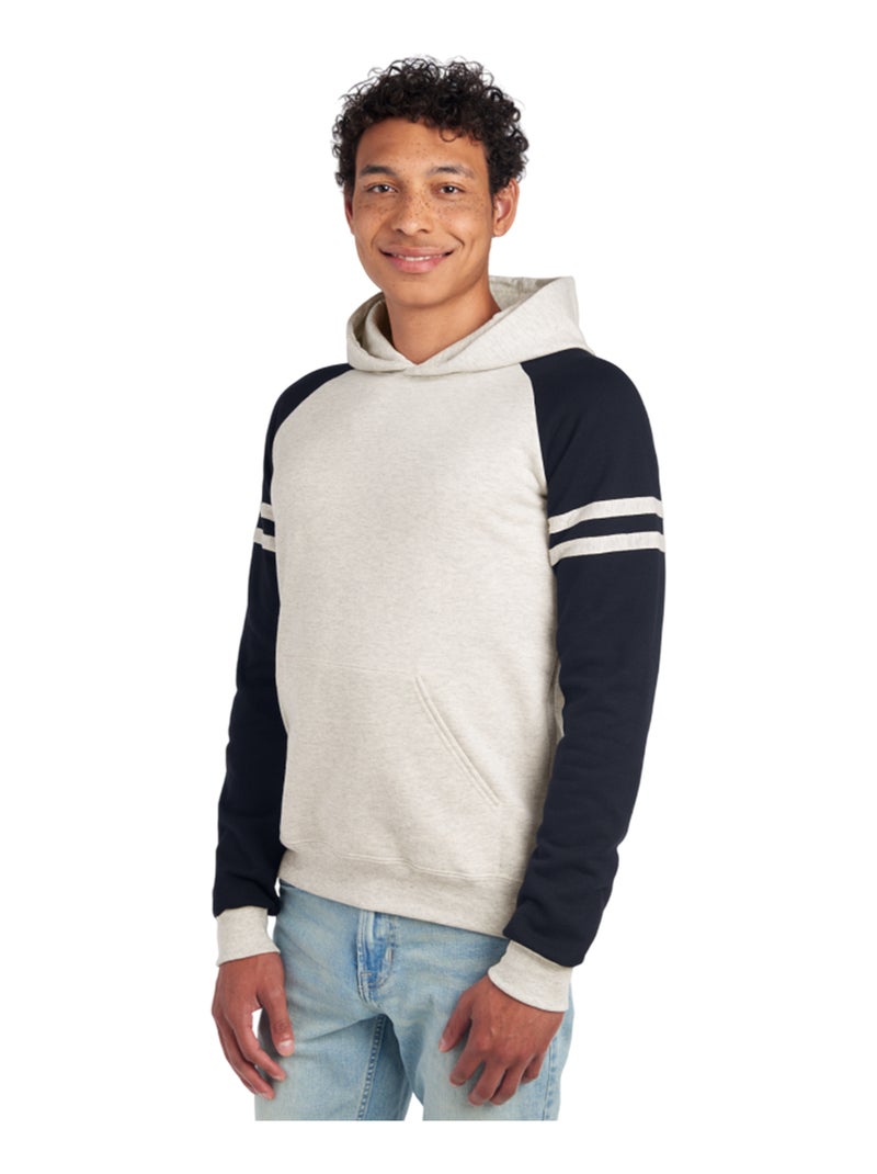 Jerzees - Sweat à capuche motif/style Bloc de couleur style universitaire VARSITY Gris Noir - Kiabi