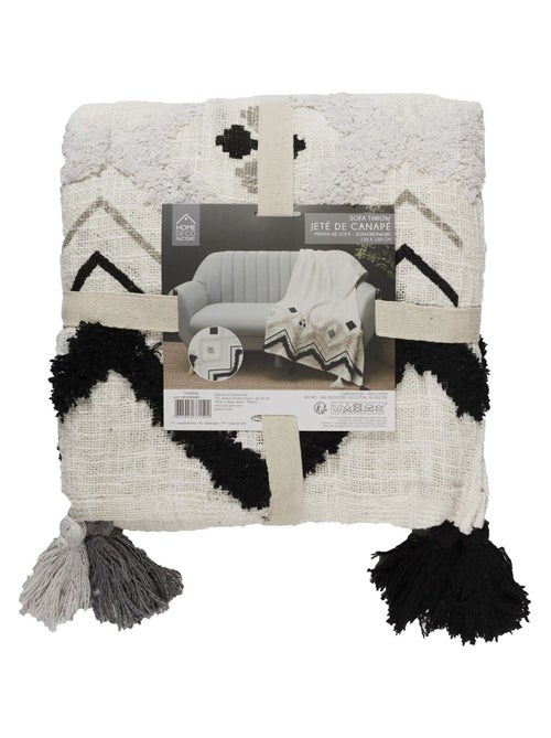 Jeté de canapé avec pompons design ethnique - Kiabi Jeté de canapé avec pompons design ethnique - Kiabi