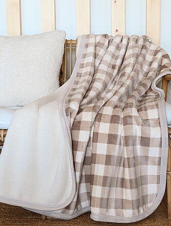 Jeté de canapé et lit motif vichy en polaire