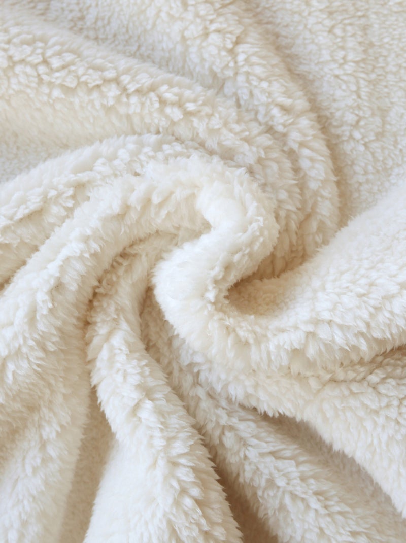 Jeté de canapé et lit motif vichy en polaire Beige coquille - Kiabi