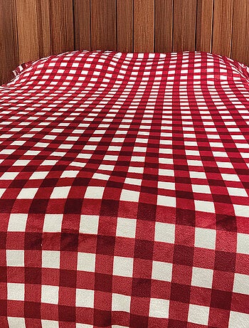 Jeté de canapé et lit motif vichy en polaire