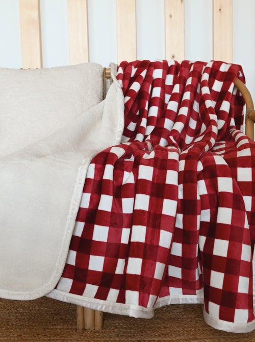 Jeté de canapé et lit motif vichy en polaire - Kiabi