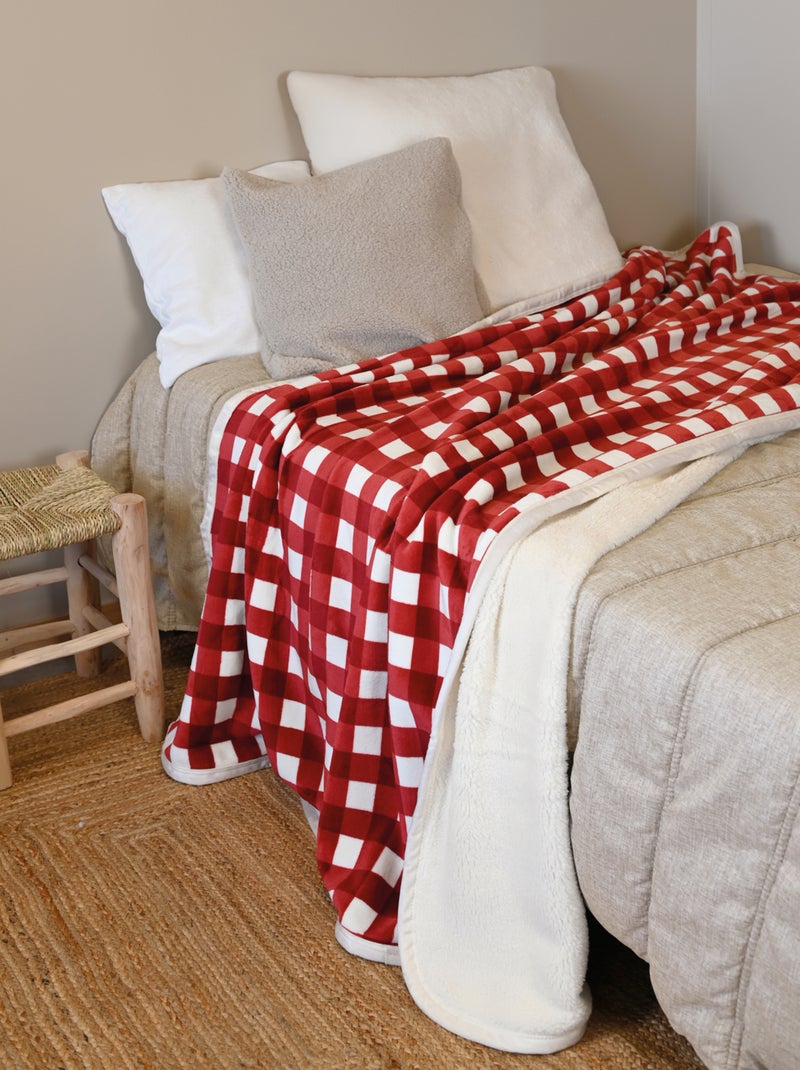 Jeté de canapé et lit motif vichy en polaire Bordeaux - Kiabi