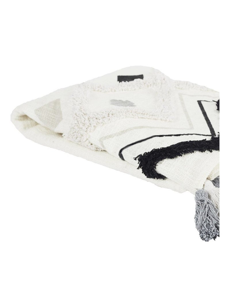 Jeté de canapé ethnique tufté noir 130x150 cm Noir - Kiabi