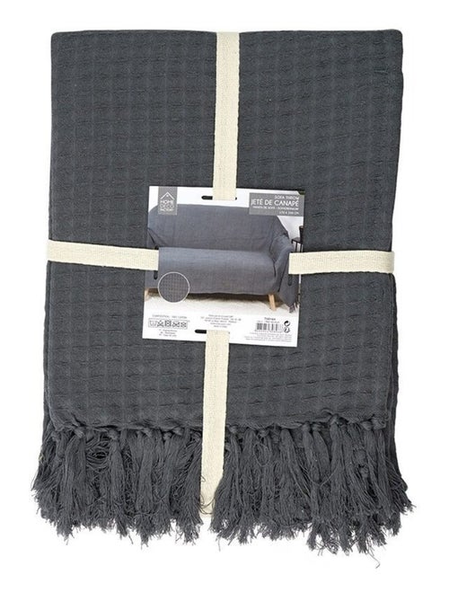 Jeté de canapé gaufré 170x250 cm anthracite - Kiabi Jeté de canapé gaufré 170x250 cm anthracite - Kiabi
