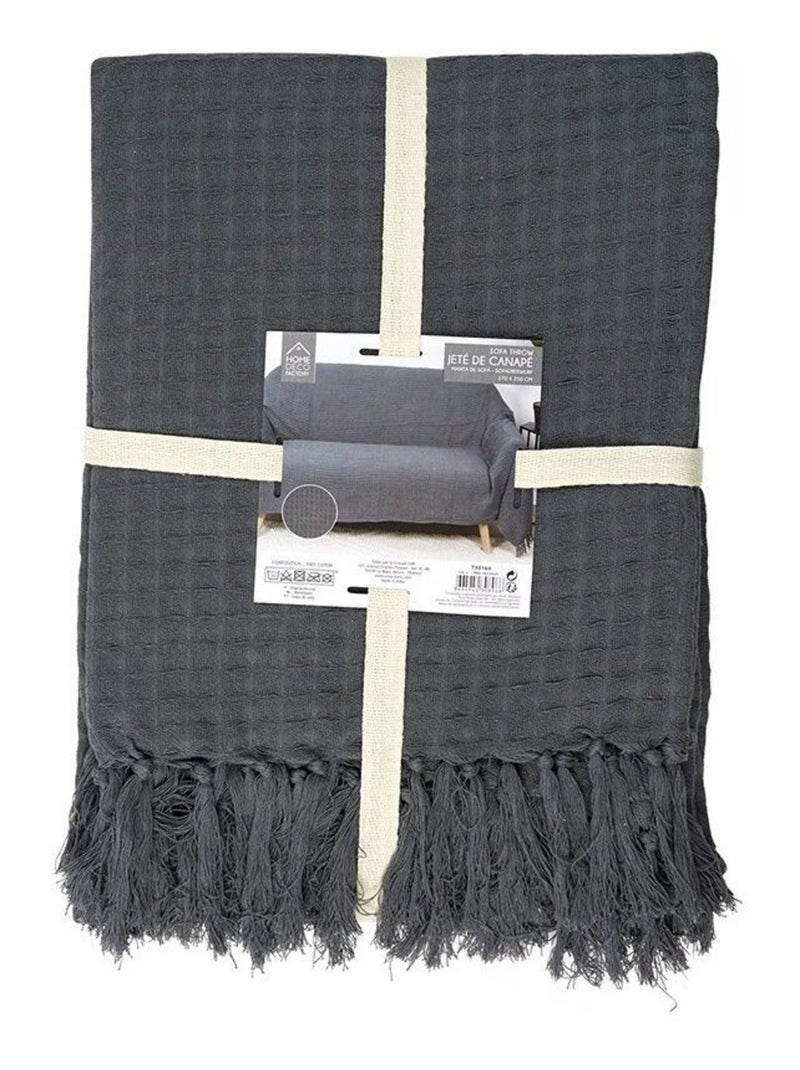 Jeté de canapé gaufré 170x250 cm anthracite Gris - Kiabi