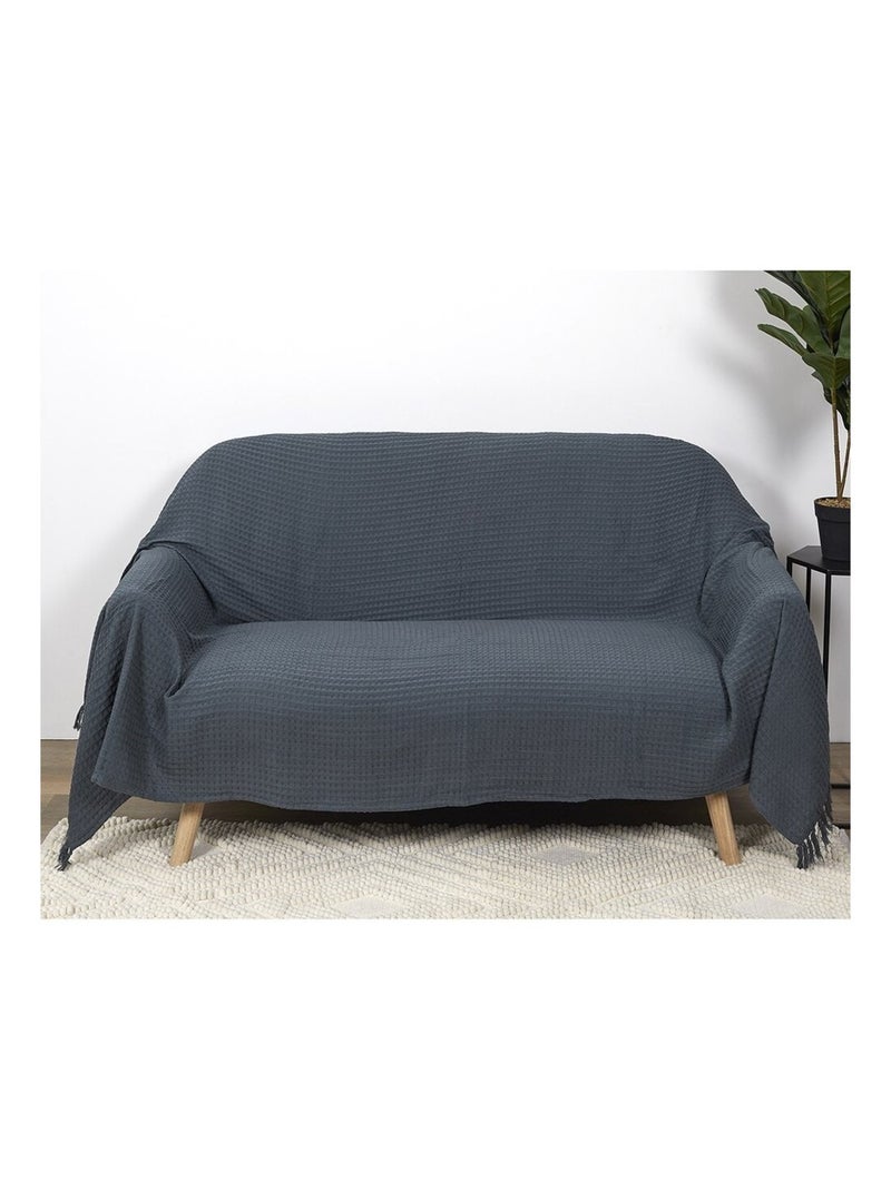 Jeté de canapé gaufré 170x250 cm anthracite Gris - Kiabi