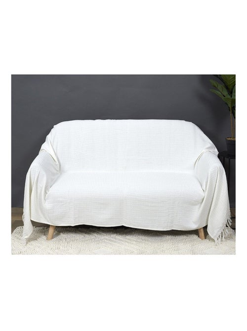 Jeté de canapé gaufré 170x250 cm ivoire - Kiabi Jeté de canapé gaufré 170x250 cm ivoire - Kiabi
