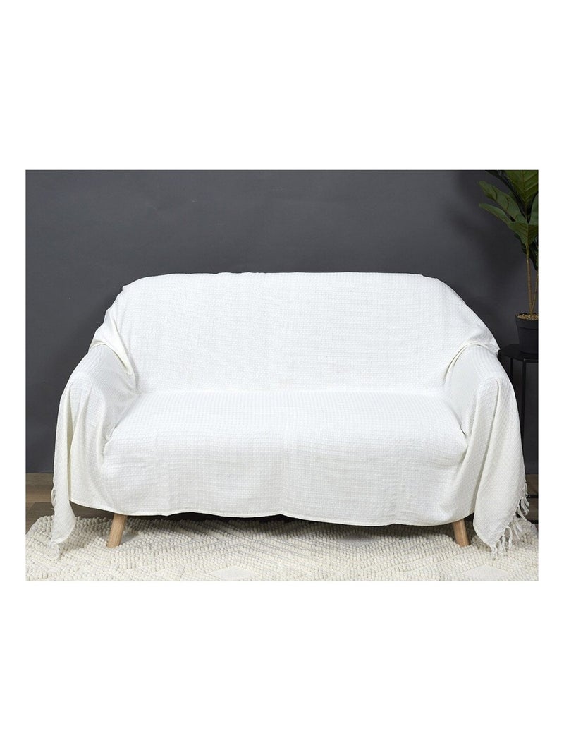 Jeté de canapé gaufré 170x250 cm ivoire Blanc - Kiabi