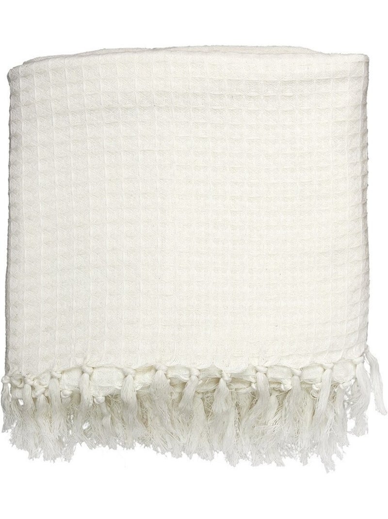 Jeté de canapé gaufré 170x250 cm ivoire Blanc - Kiabi