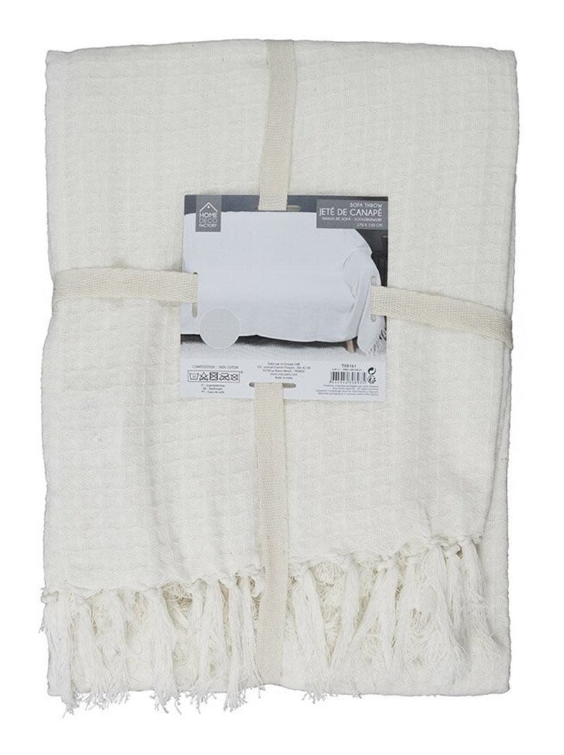 Jeté de canapé gaufré 170x250 cm ivoire Blanc - Kiabi