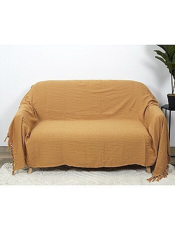Jeté de canapé gaufré 170x250 cm ocre