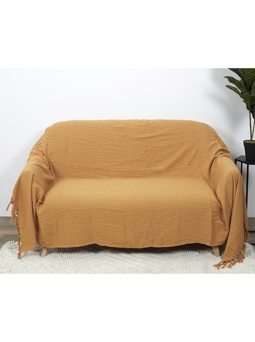 Jeté de canapé gaufré 170x250 cm ocre - Kiabi Jeté de canapé gaufré 170x250 cm ocre - Kiabi