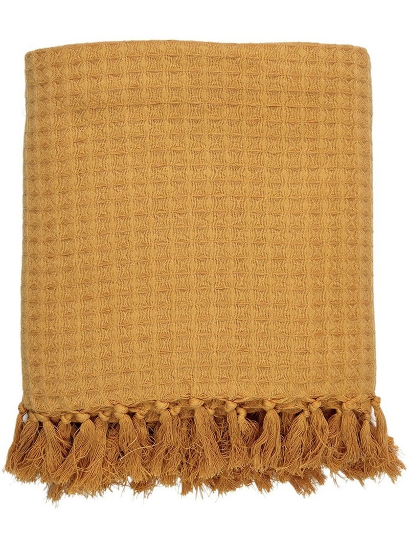 Jeté de canapé gaufré 170x250 cm ocre Jaune - Kiabi