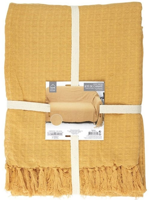 Jeté de canapé gaufré 170x250 cm ocre - Kiabi Jeté de canapé gaufré 170x250 cm ocre - Kiabi