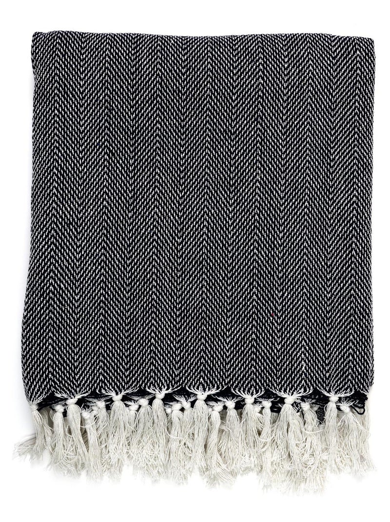 Jeté de canapé ZIGZAG Blanc Bleu - Kiabi