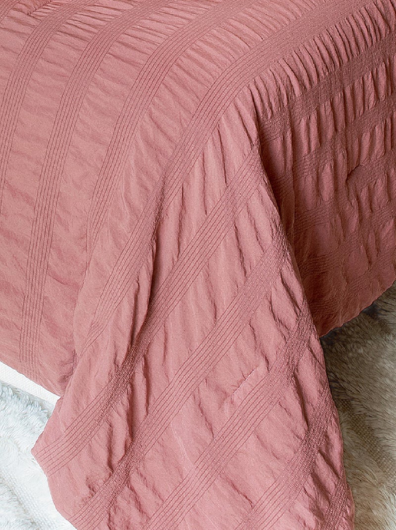 Jeté de lit  - Effet Seersucker Orange - Kiabi