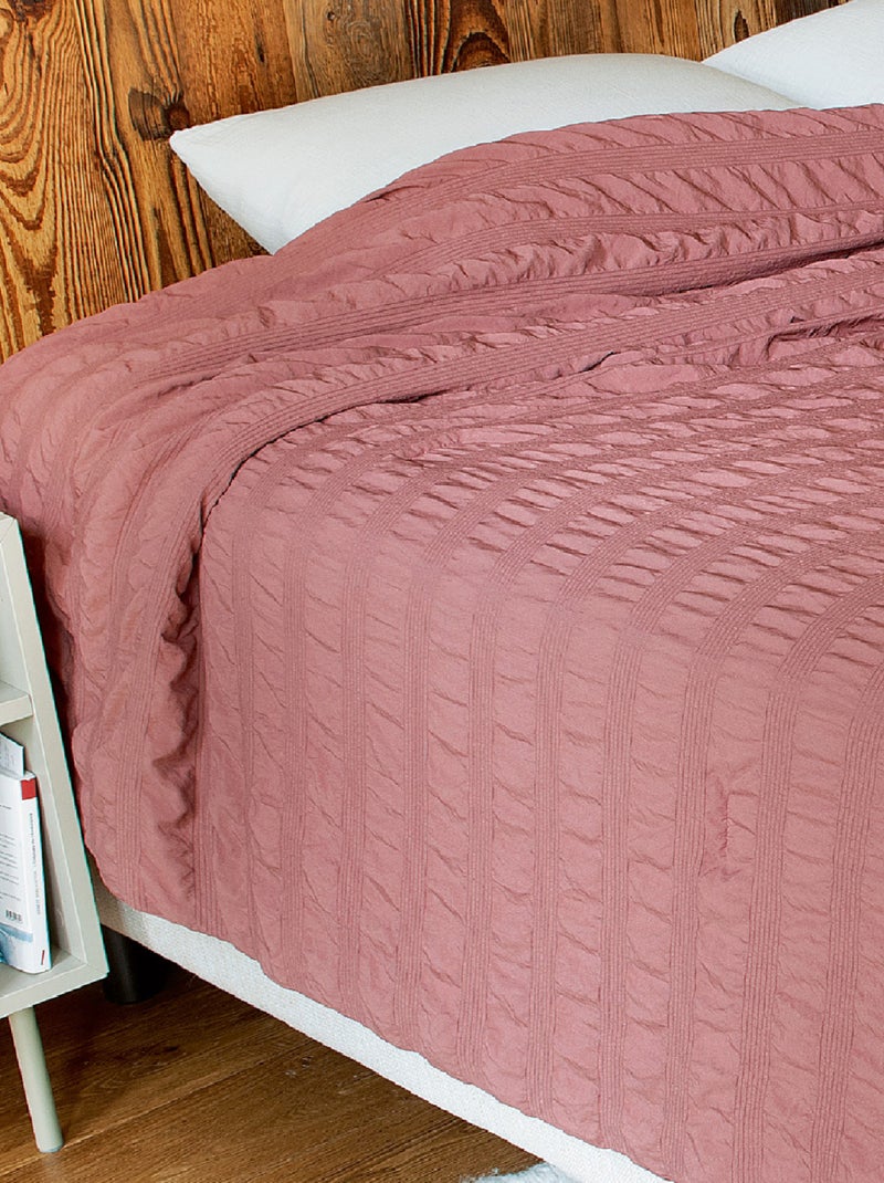 Jeté de lit  - Effet Seersucker Orange - Kiabi