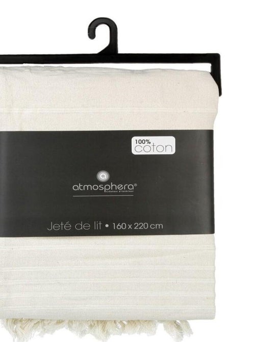 Jeté de lit 160x220 ivoire coton - Kiabi