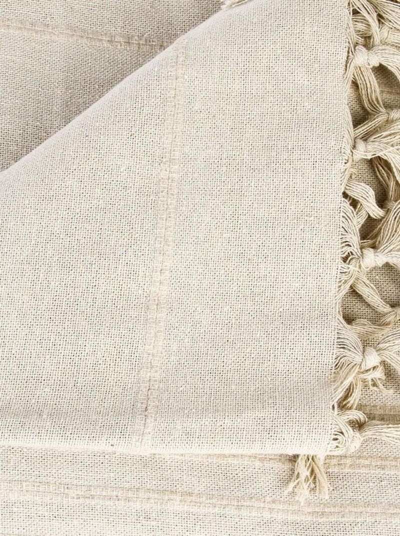 Jeté de lit 160x220 lin coton Beige - Kiabi