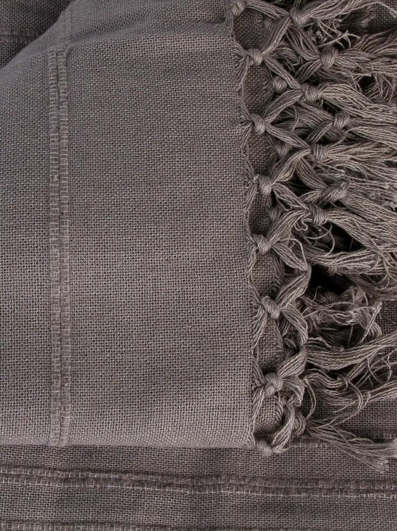 Jeté de lit 230x250 gris coton Gris - Kiabi