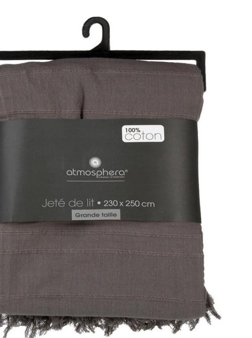 Jeté de lit 230x250 gris coton - Kiabi Jeté de lit 230x250 gris coton - Kiabi
