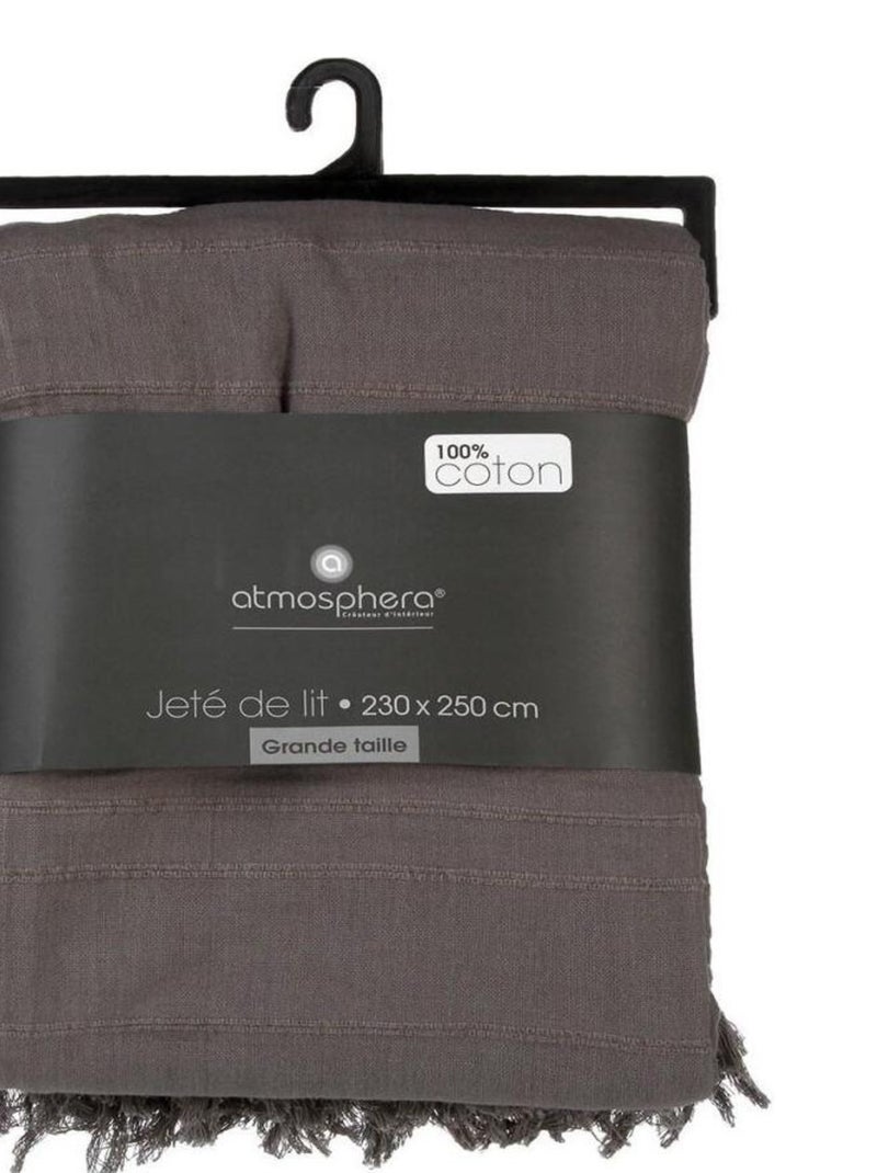 Jeté de lit 230x250 gris coton Gris - Kiabi