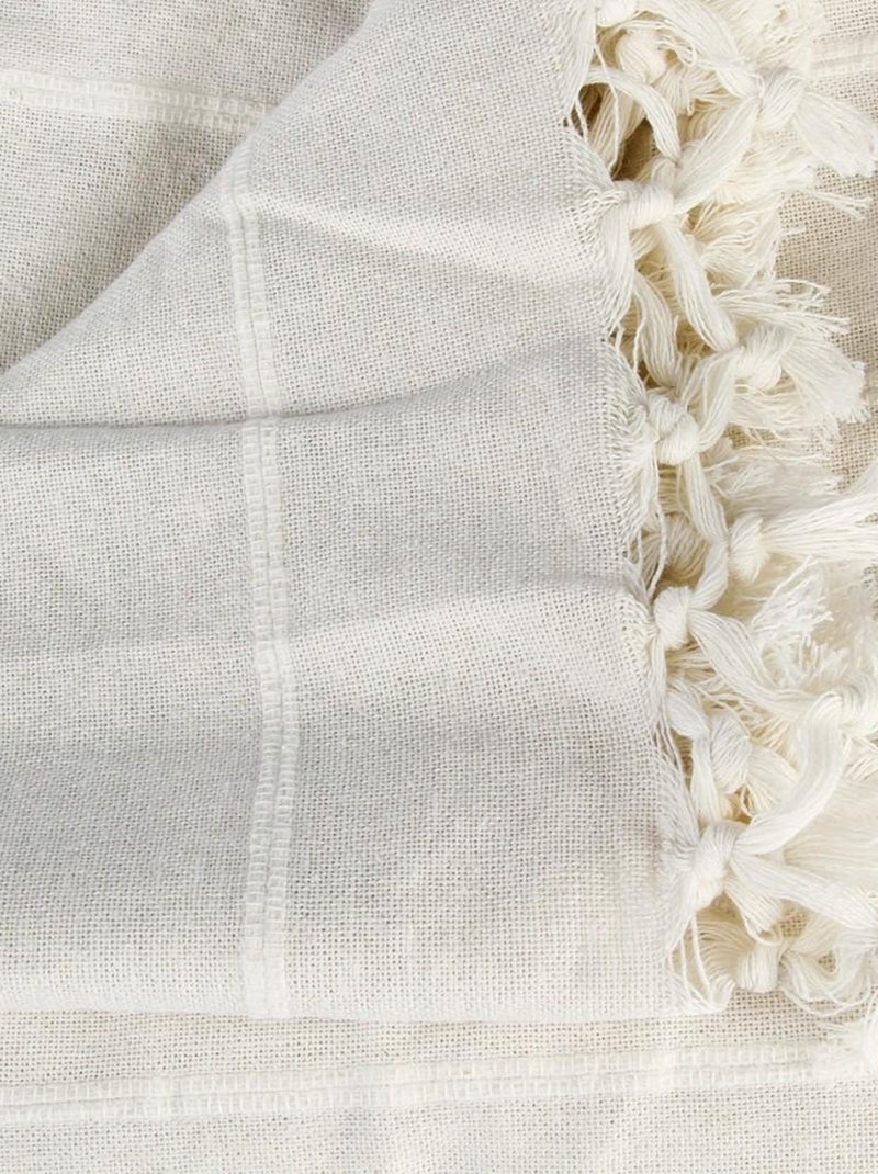 Jeté de lit 230x250 ivoire coton Blanc - Kiabi