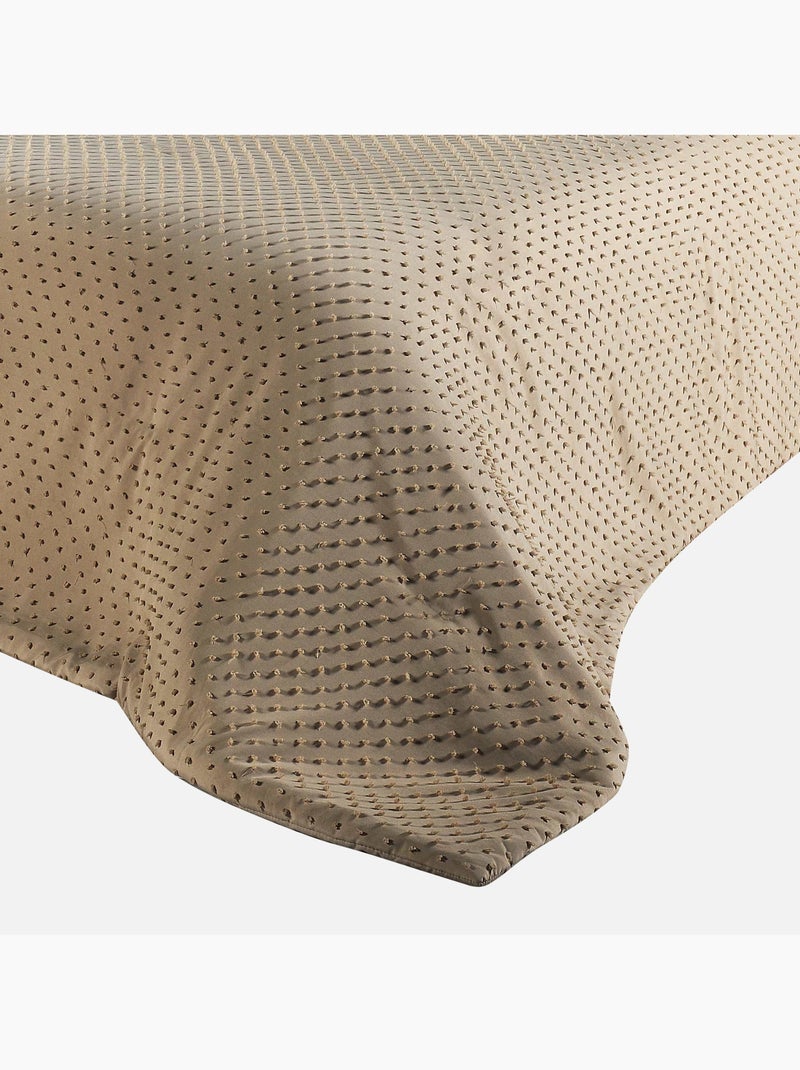 Jeté de lit à petits pompons Beige - Kiabi