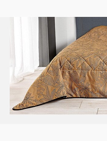 Jeté de lit aux feuilles stylisées