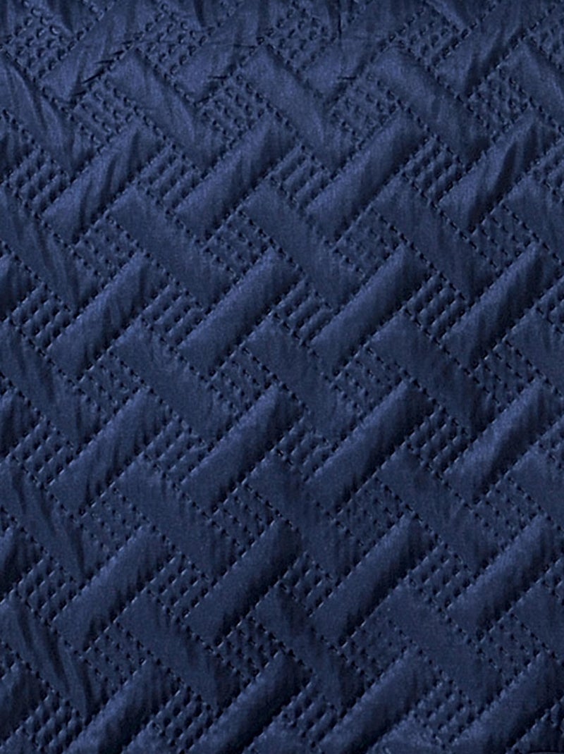 Jeté de lit aux formes géométriques surpiquées Bleu marine - Kiabi