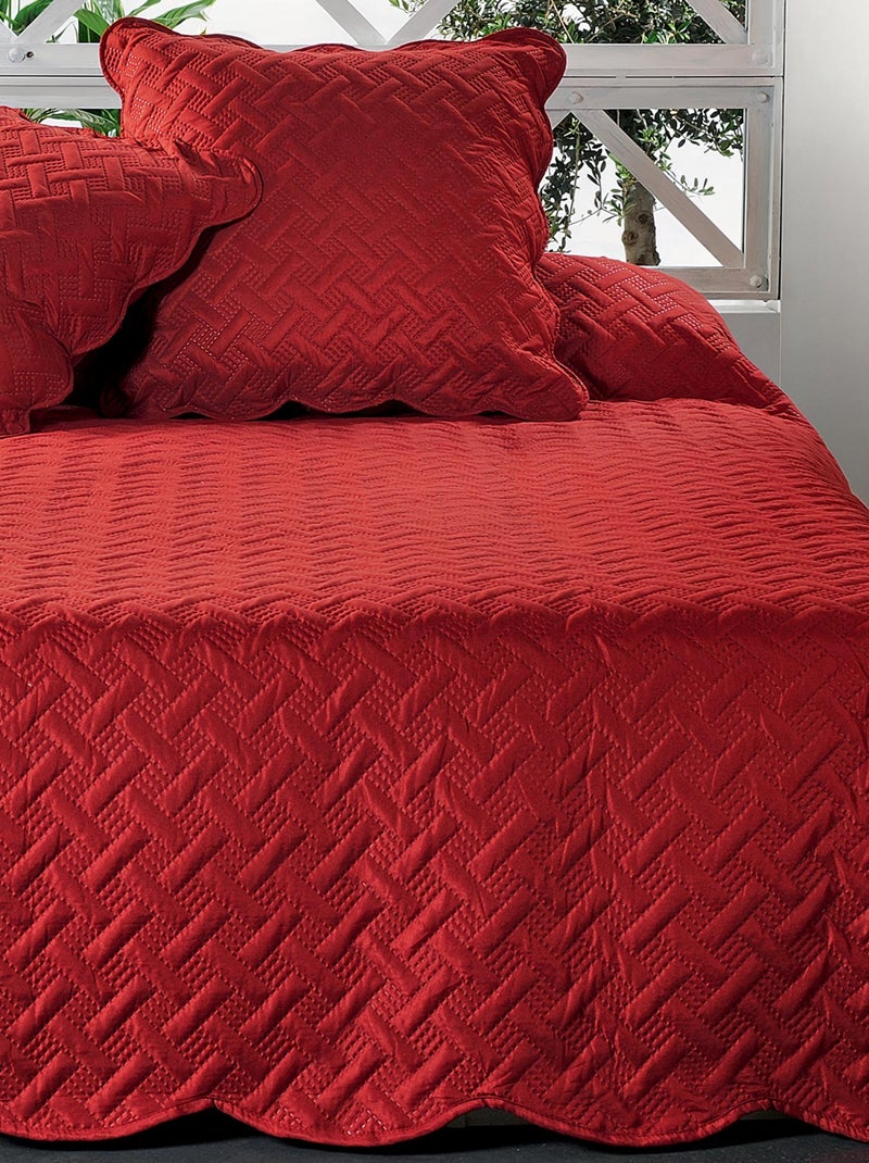 Jeté de lit aux formes géométriques surpiquées Rouge brique - Kiabi