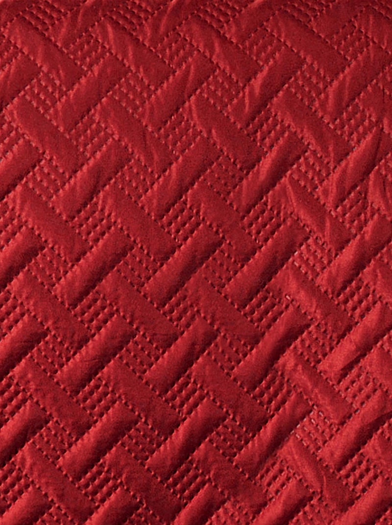 Jeté de lit aux formes géométriques surpiquées Rouge brique - Kiabi