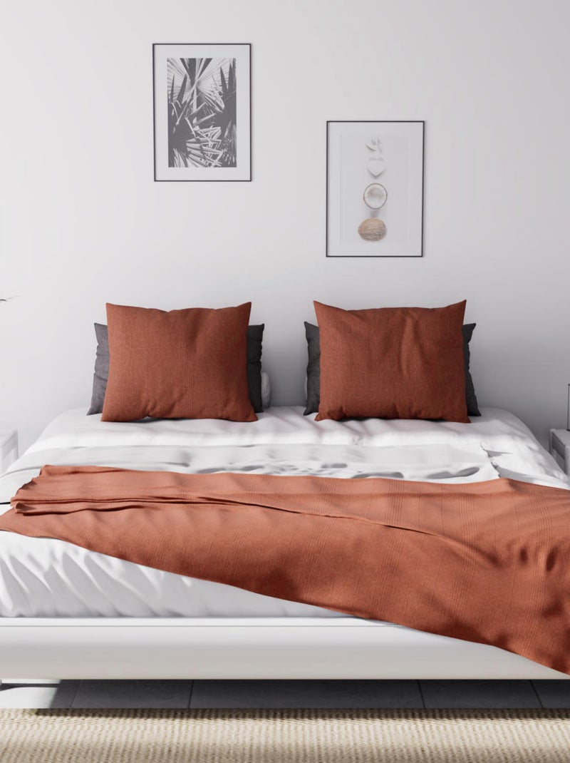 Jeté de lit, canapé, plaid ADELE par Soleil d'ocre Rouge brique - Kiabi