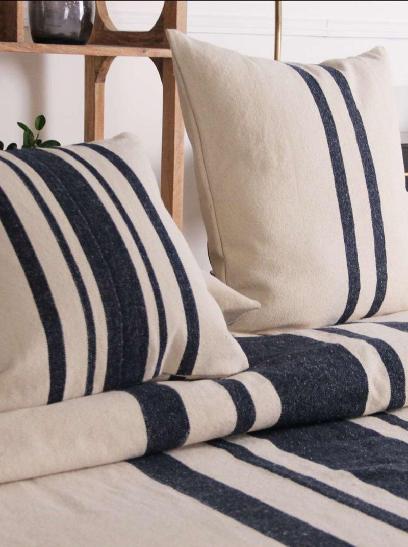 Jeté de Lit coton épais Rustique Bleu foncé - Kiabi