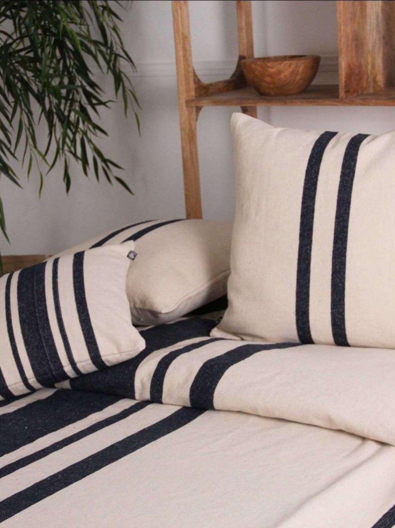 Jeté de Lit coton épais Rustique Bleu foncé - Kiabi