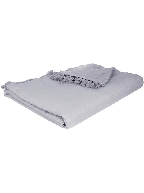 Jeté de lit en coton à franges ANJALI - Kiabi