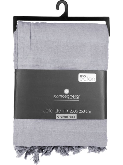 Jeté de lit en coton à franges ANJALI - Kiabi