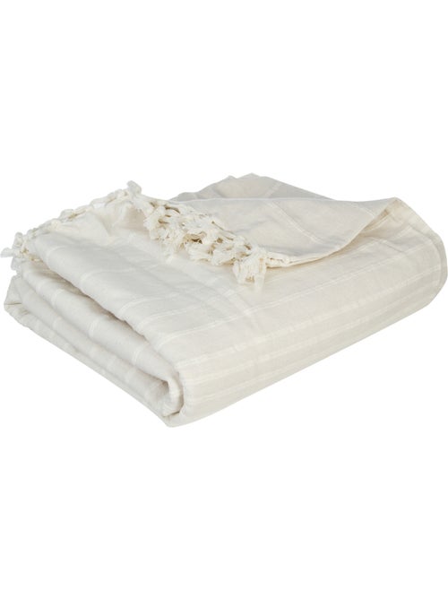 Jeté de lit en coton à franges ANJALI - Kiabi