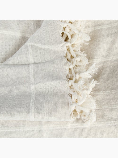 Jeté de lit en coton à franges ANJALI - Kiabi