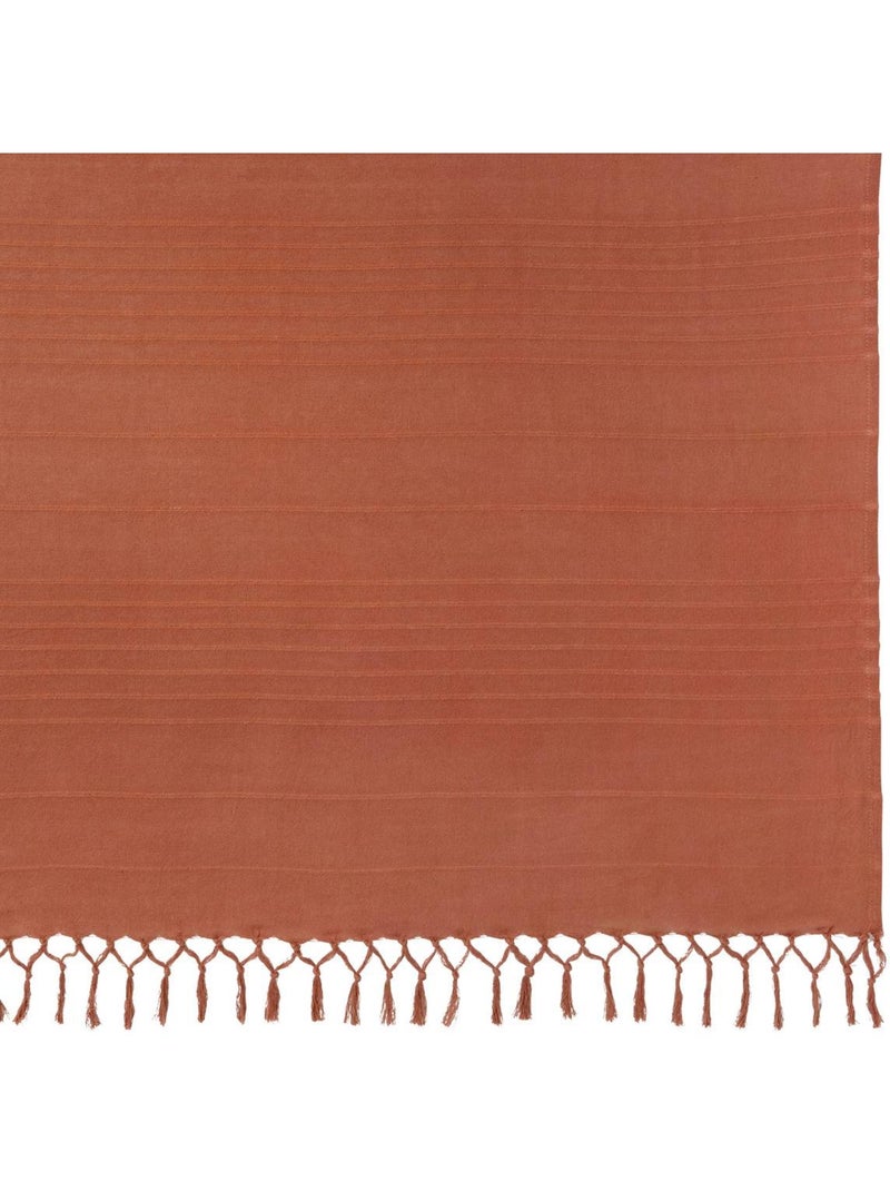 Jeté de lit en coton à franges ANJALI Terracotta - Kiabi