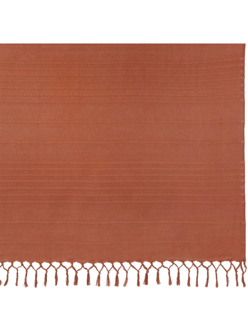 Jeté de lit en coton à franges anjali Terracotta - Kiabi