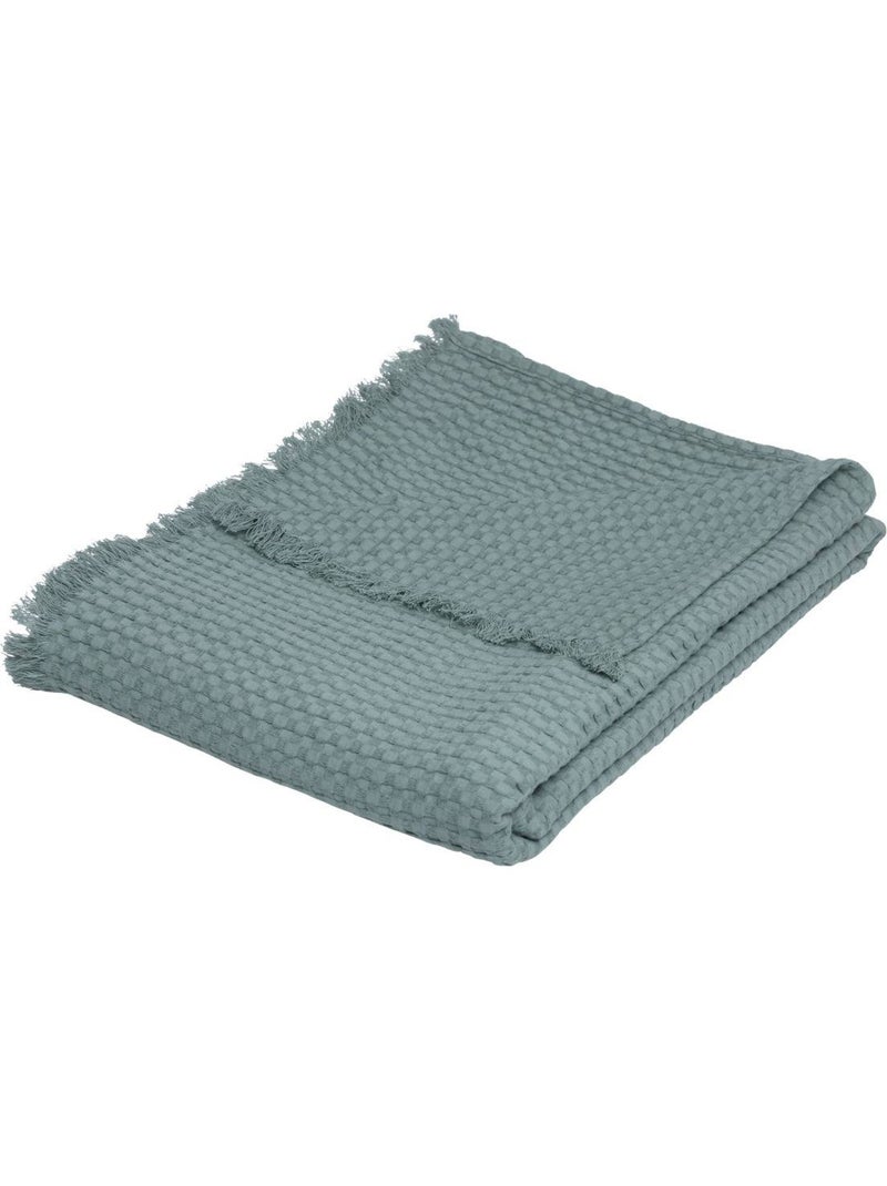 Jeté de lit en coton à franges ou brodé widdy Vert clair - Kiabi