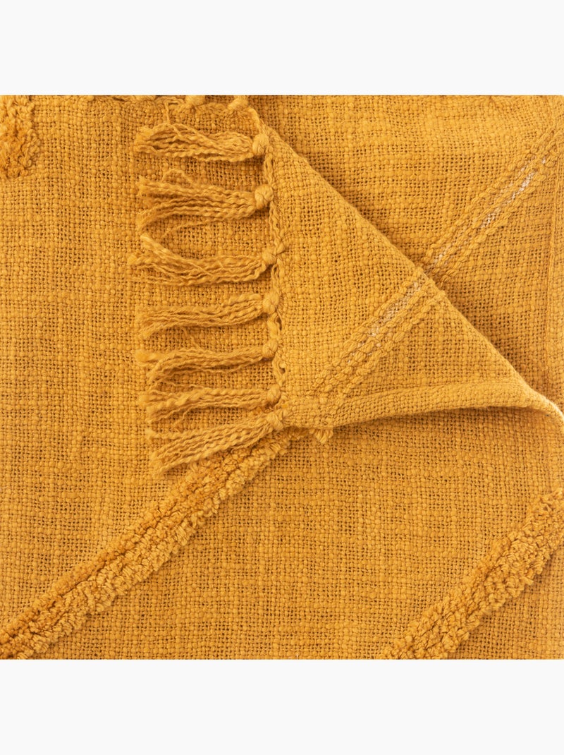 Jeté de lit en coton tufté INCA Ocre - Kiabi