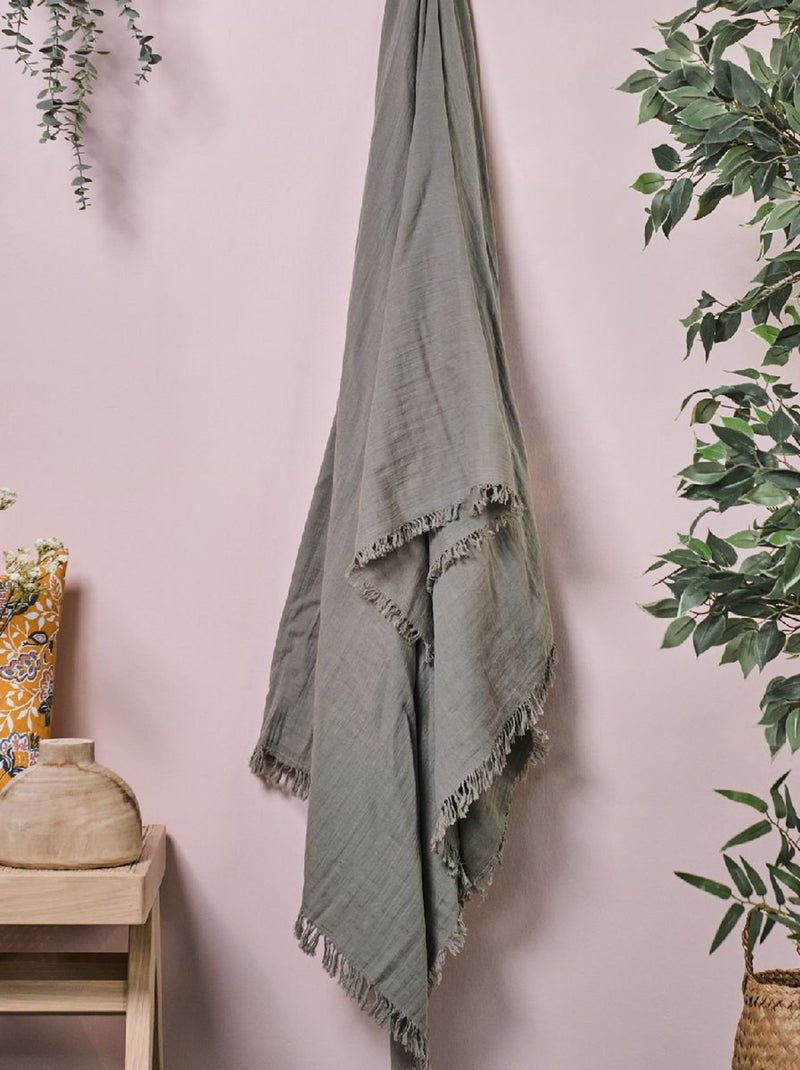 Jeté de lit en gaze de coton Gris beige - Kiabi