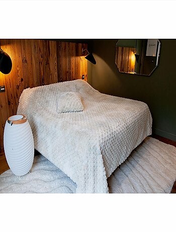 Jeté de lit Imitation Fourrure avec Relief Géométrique