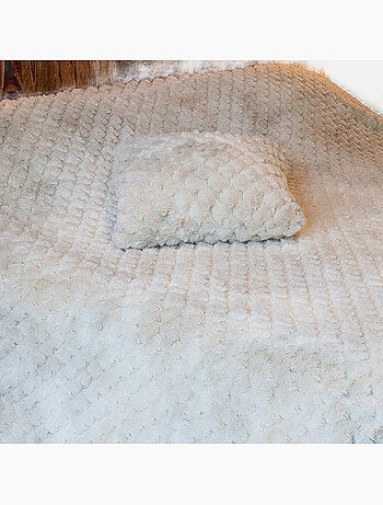 Jeté de lit Imitation Fourrure avec Relief Géométrique