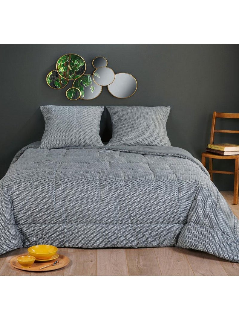 Jeté de lit matelassé à motifs géométriques Gris clair - Kiabi