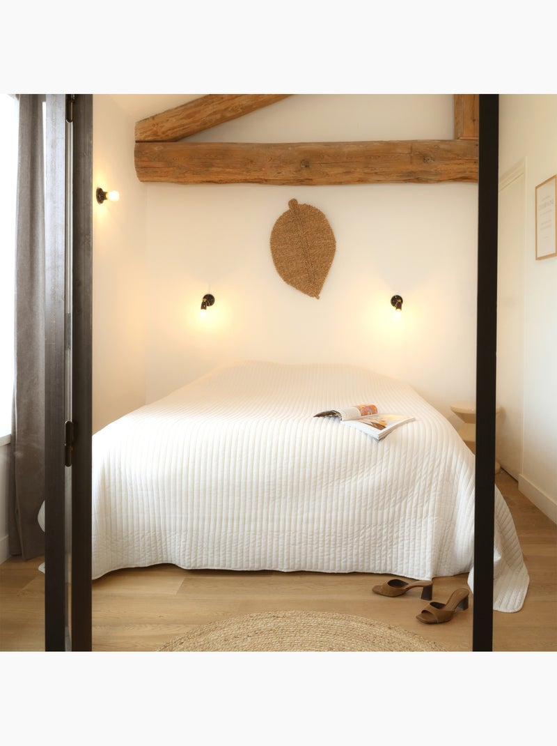 Jeté de lit matelassé en velours côtelé Ecru - Kiabi