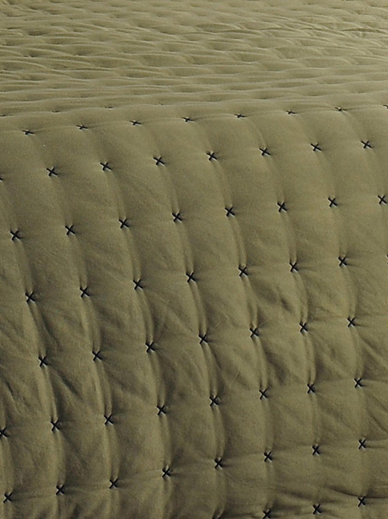 Jeté de lit matelassé et uni Vert foncé - Kiabi